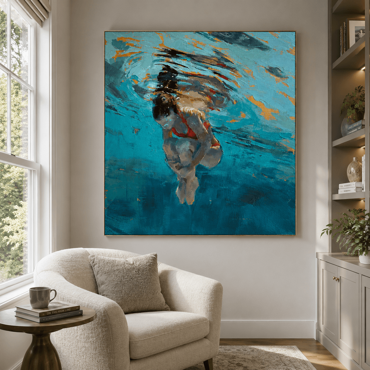 Figurative Underwater Swim Art | Vibrant Leisure Vibe
