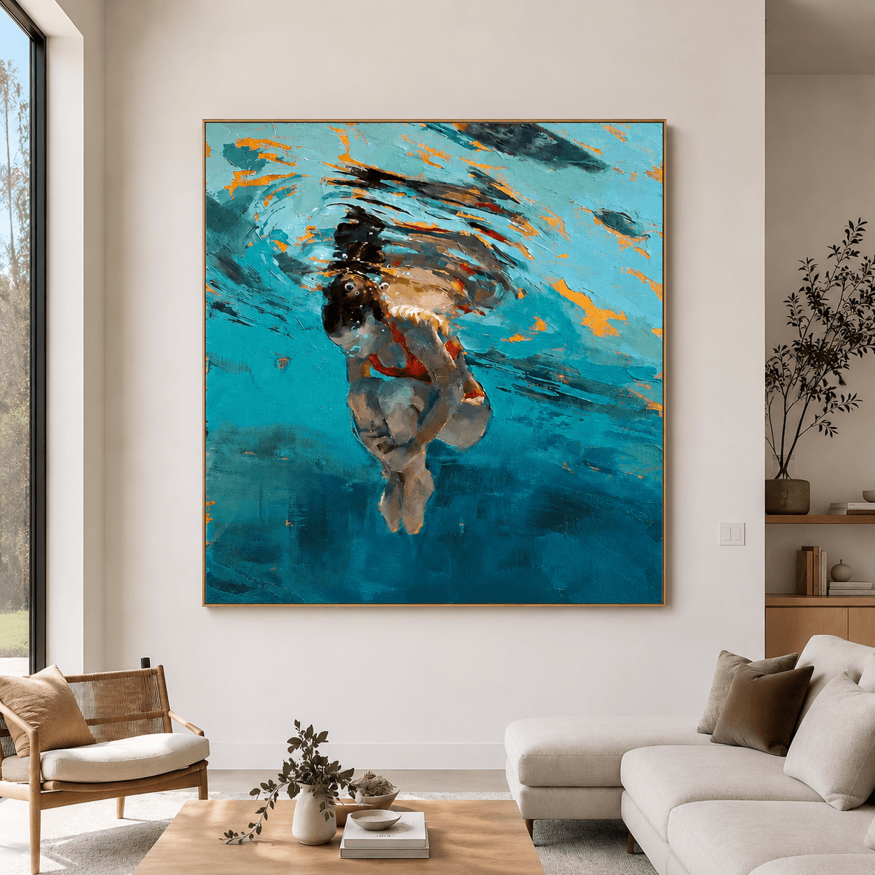 Figurative Underwater Swim Art | Vibrant Leisure Vibe