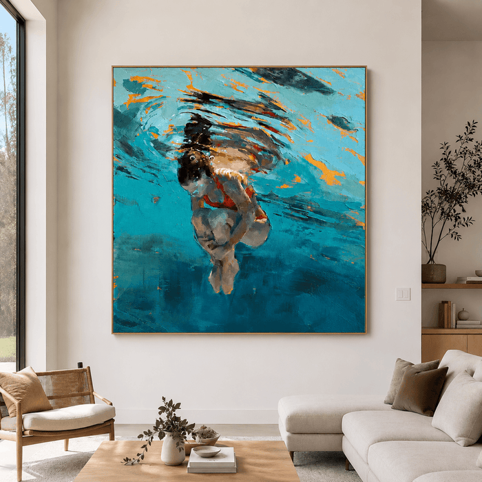 Figurative Underwater Swim Art | Vibrant Leisure Vibe