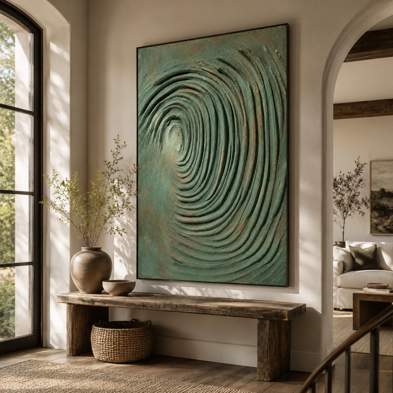 Strukturierter abstrakter Wirbel | Petrolfarbene Kunst