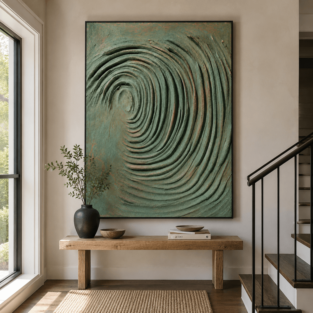 Strukturierter abstrakter Wirbel | Petrolfarbene Kunst