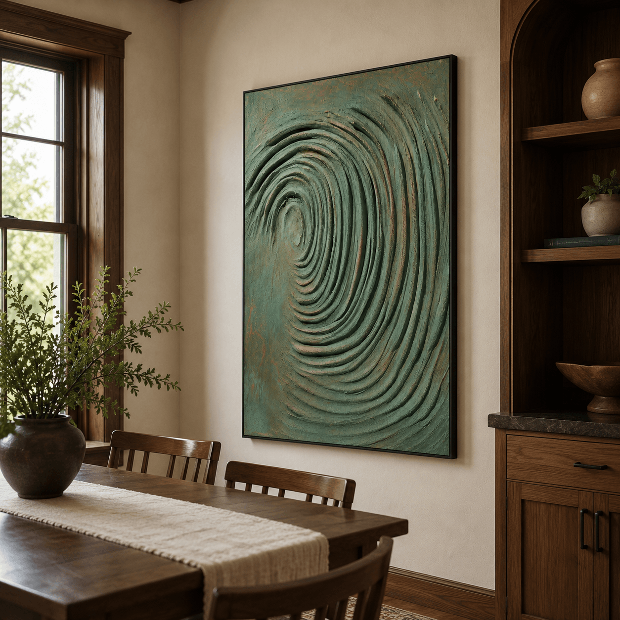 Strukturierter abstrakter Wirbel | Petrolfarbene Kunst