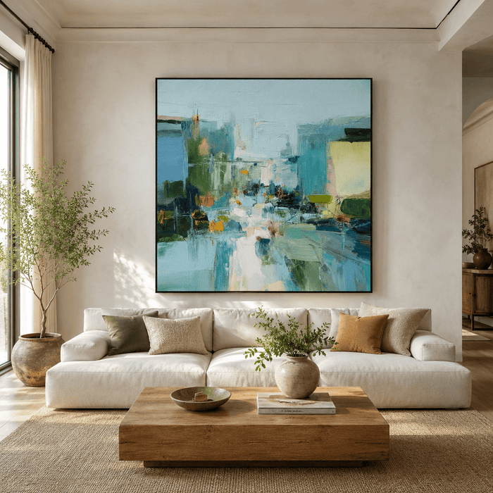 Textured Abstract City | Teal Art