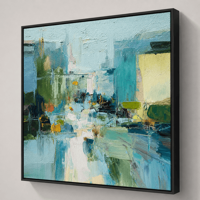 Textured Abstract City | Teal Art