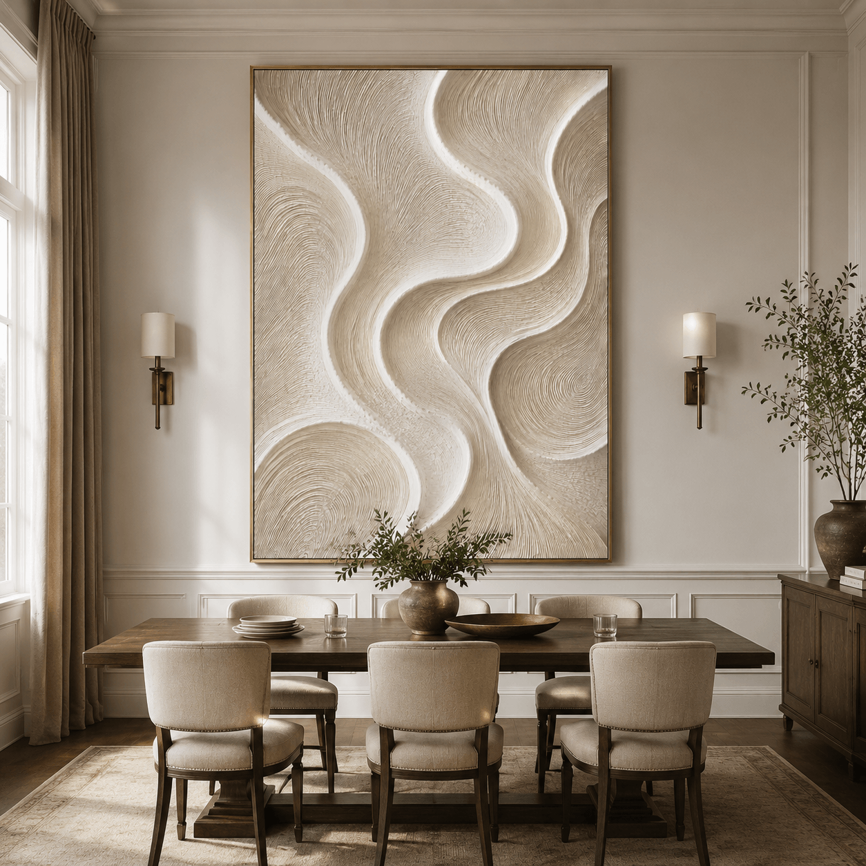 Impressionist Art | Cream Wave Swirl