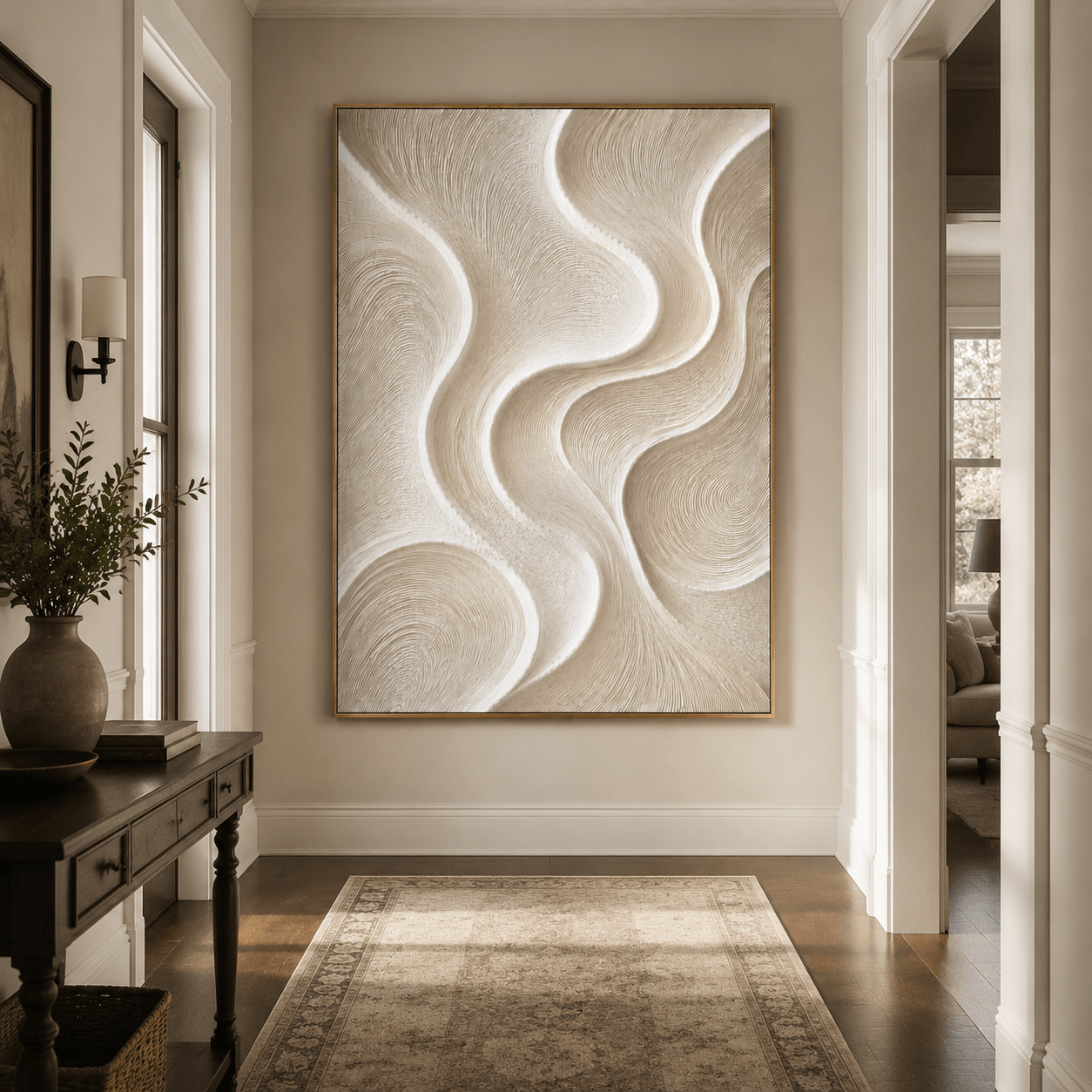 Impressionist Art | Cream Wave Swirl