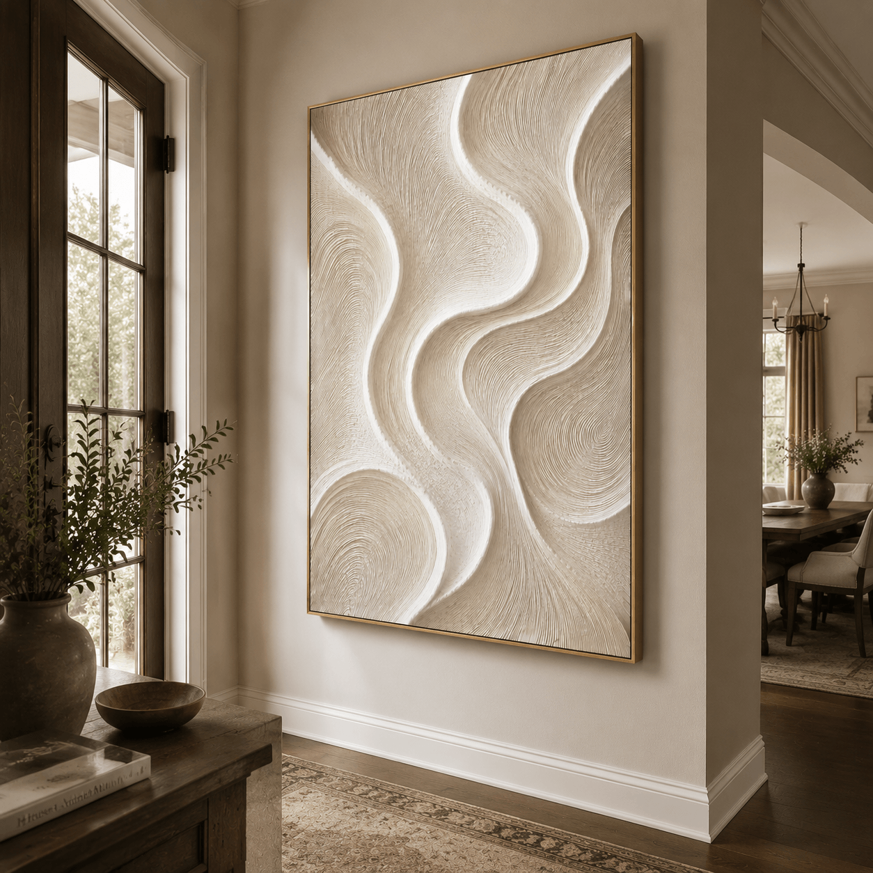 Impressionist Art | Cream Wave Swirl