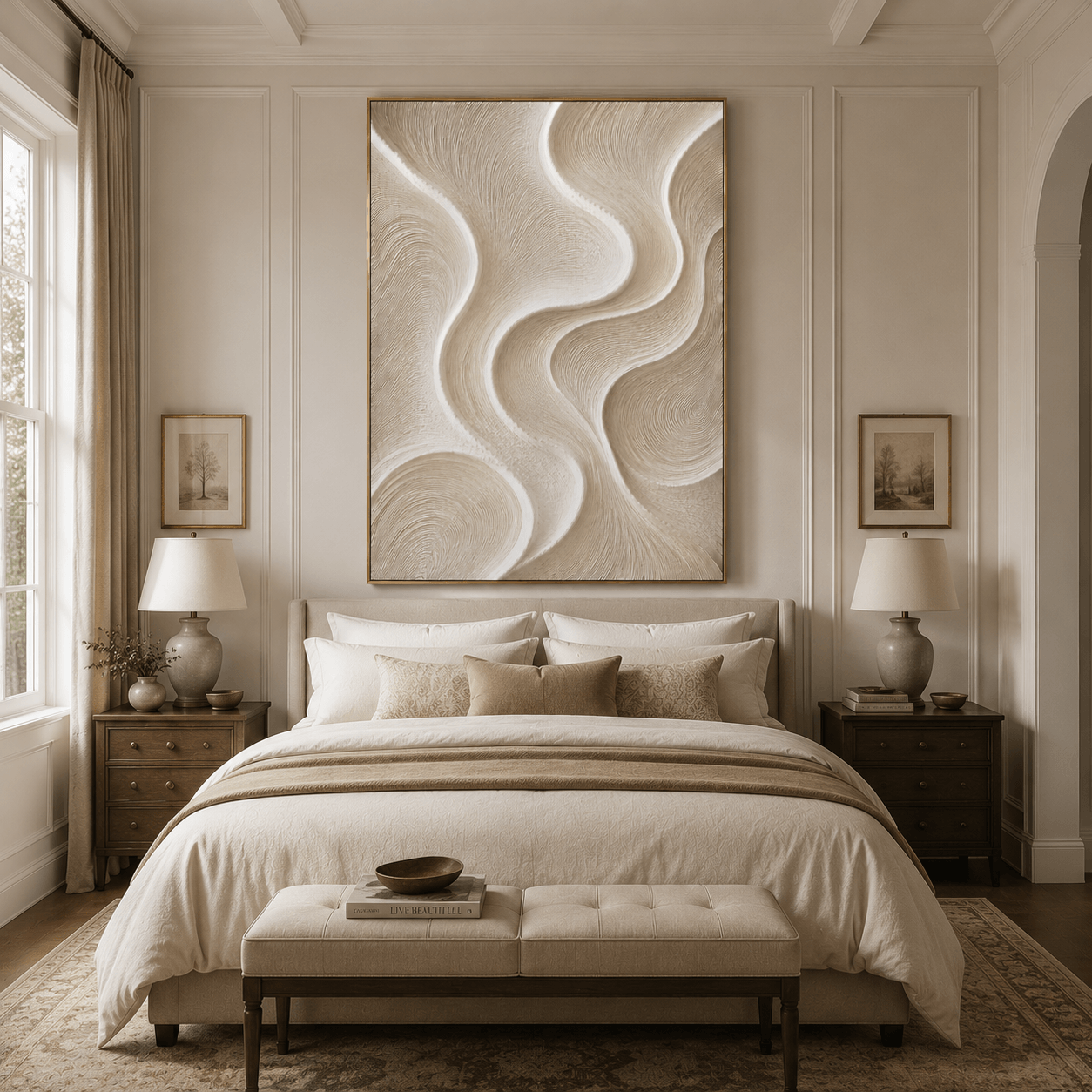 Impressionist Art | Cream Wave Swirl