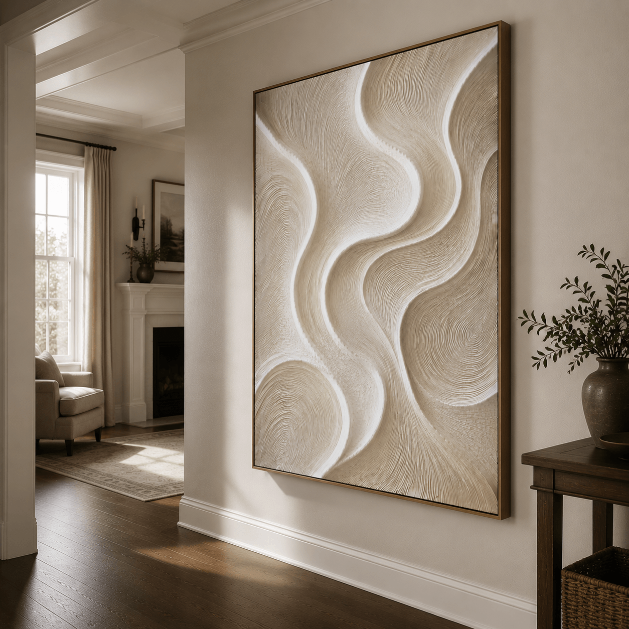 Impressionist Art | Cream Wave Swirl