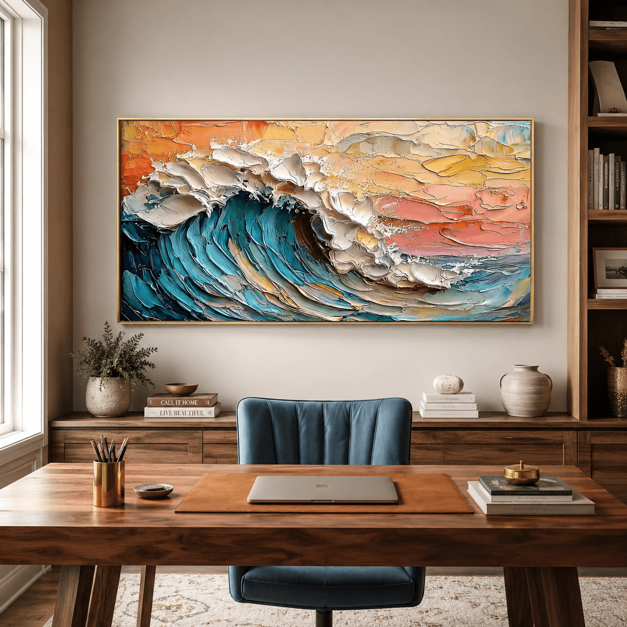 3D-Textured Art | Sunset Wave Crest