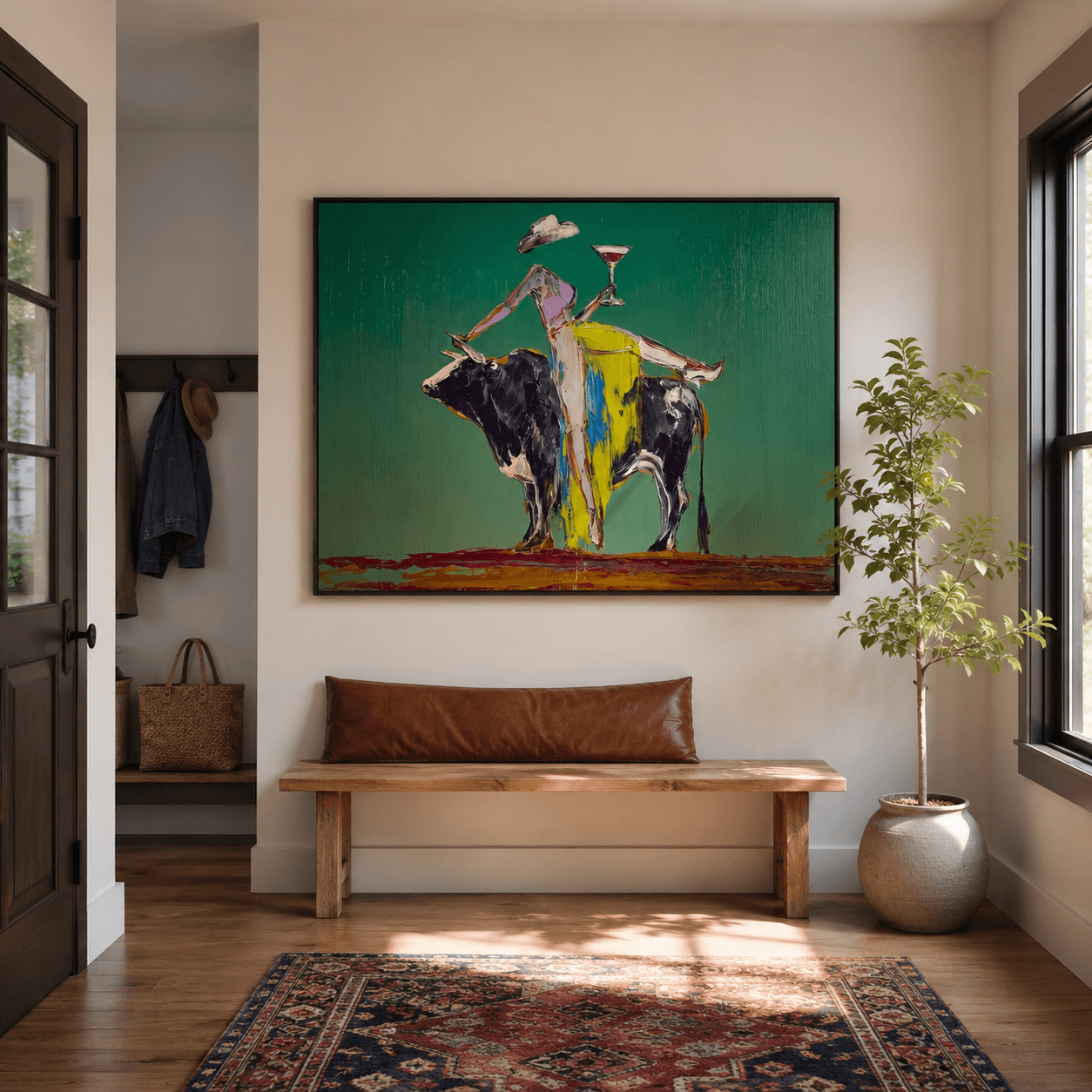 Abstract Art | Bull  Wine Figure
