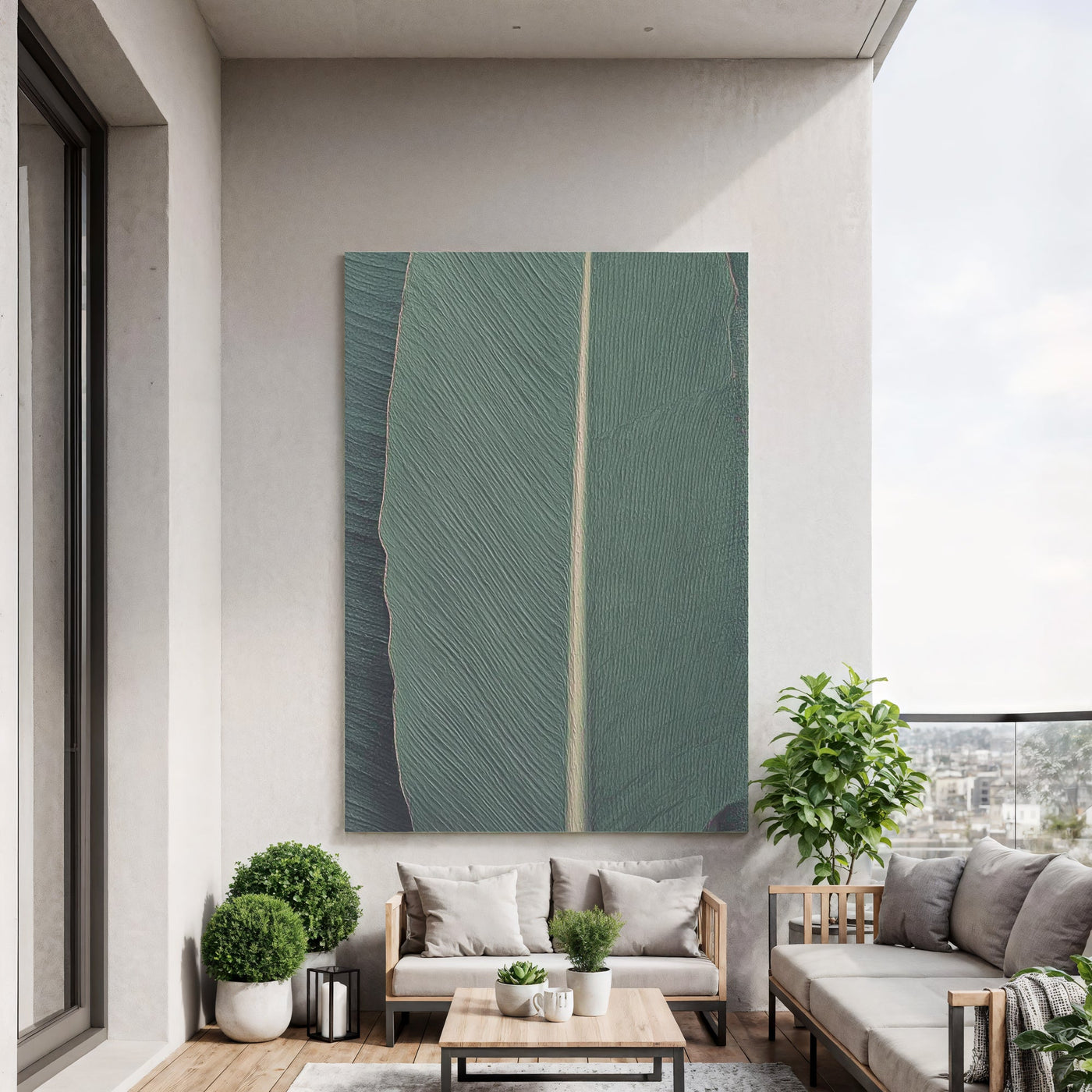 Textured Leaf Opulence | Teal Vein
