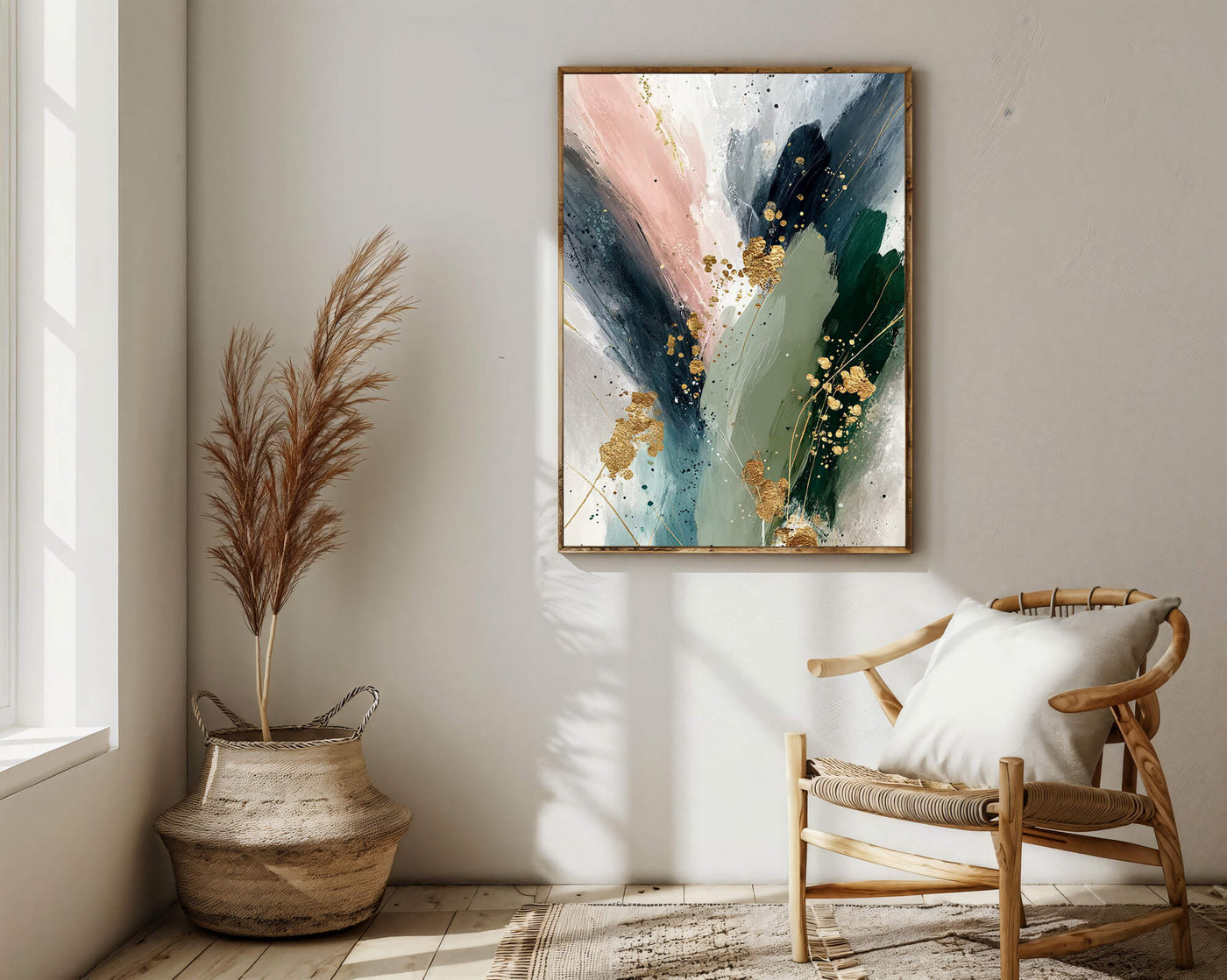 Gilded Emerald Blush | Gold Swirl