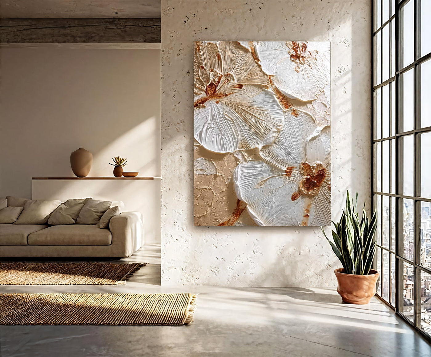Textured Petal Splendor | Cream Blossoms