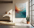 Textured Coral Cascade | Teal Swirl