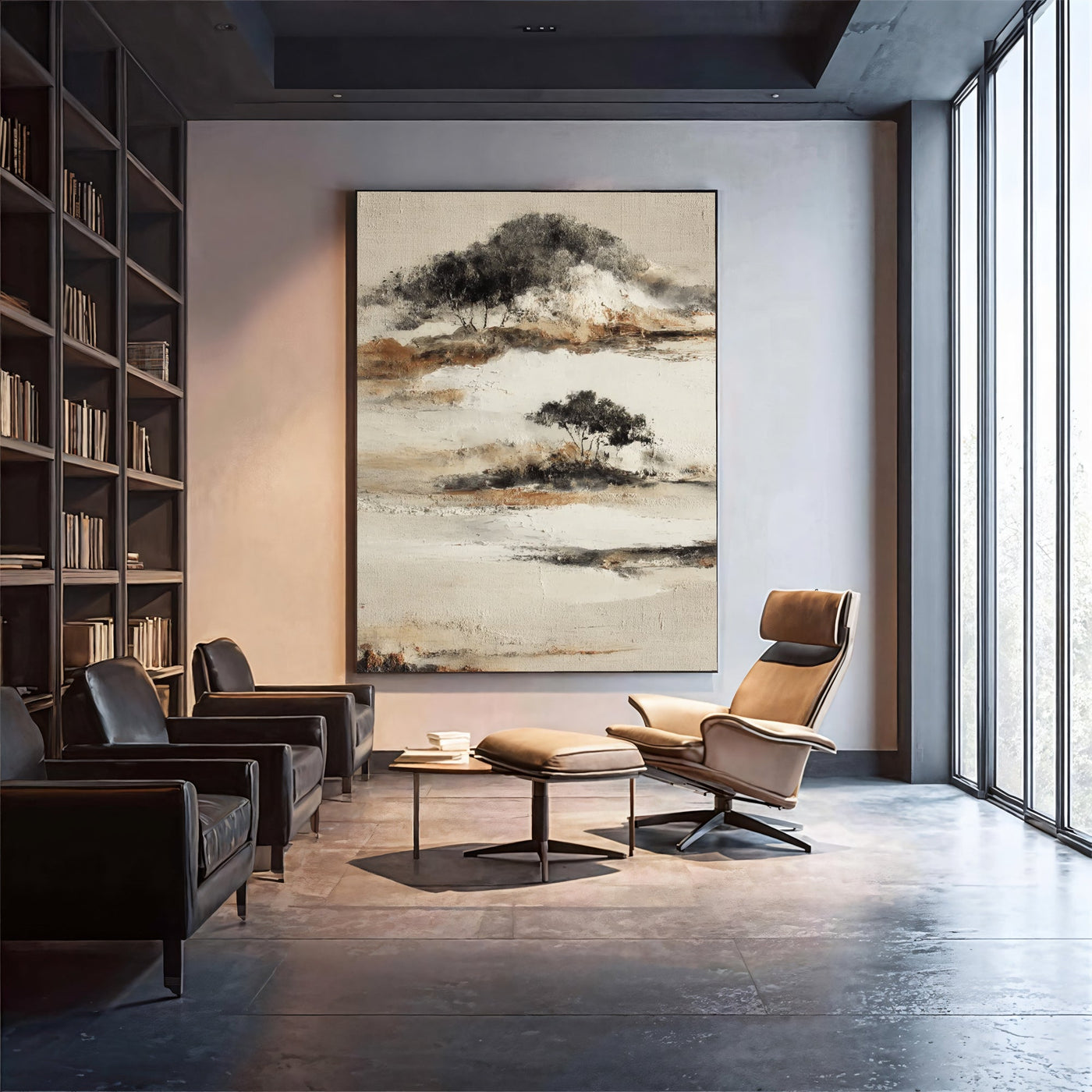 Strukturierte, ruhige Landschaft | Schwarz Beige