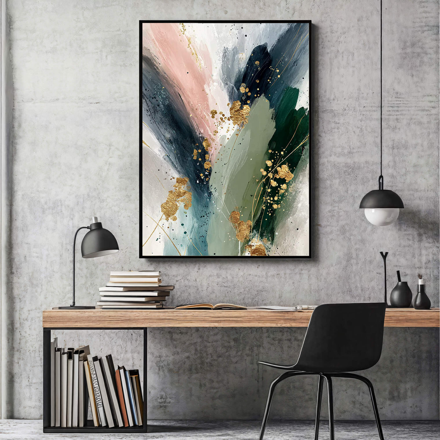 Gilded Emerald Blush | Gold Swirl