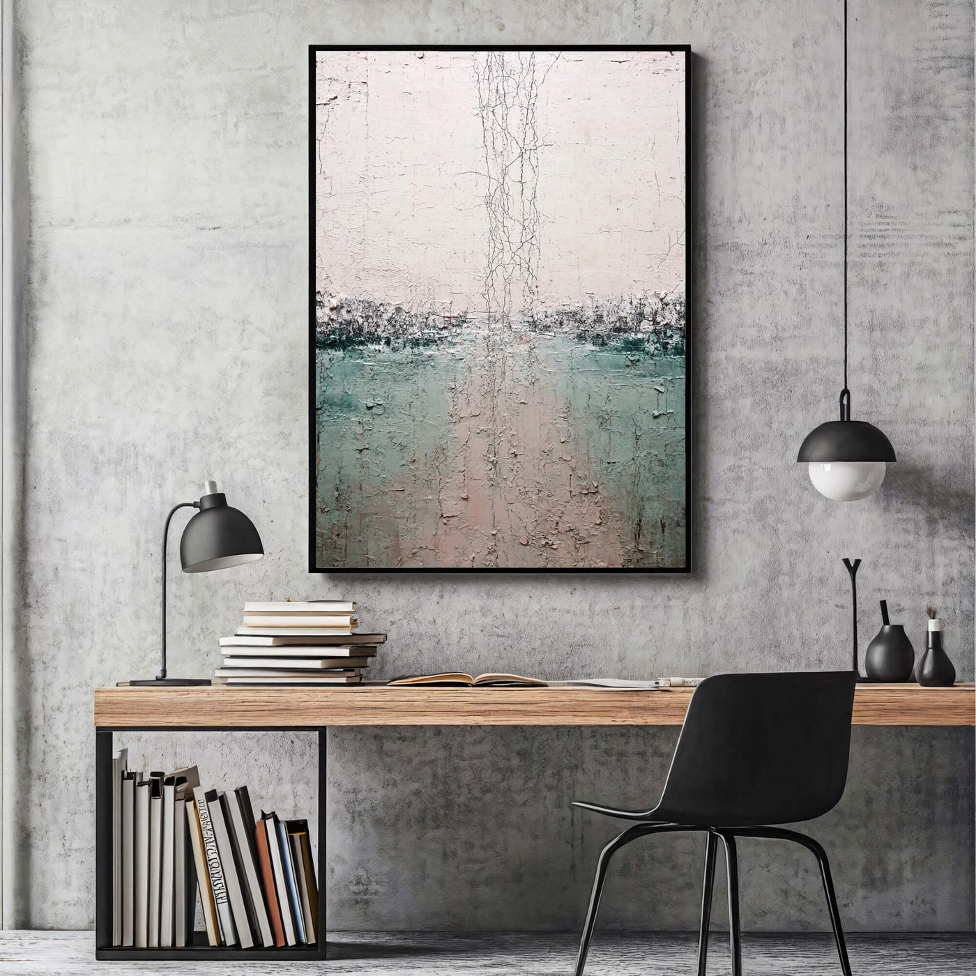 Textured Cracked Horizon | Teal  Blush