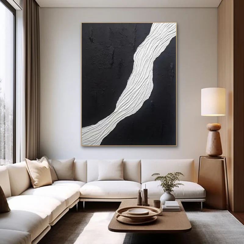 Black and White Minimalist Textured Wall Art #MT033