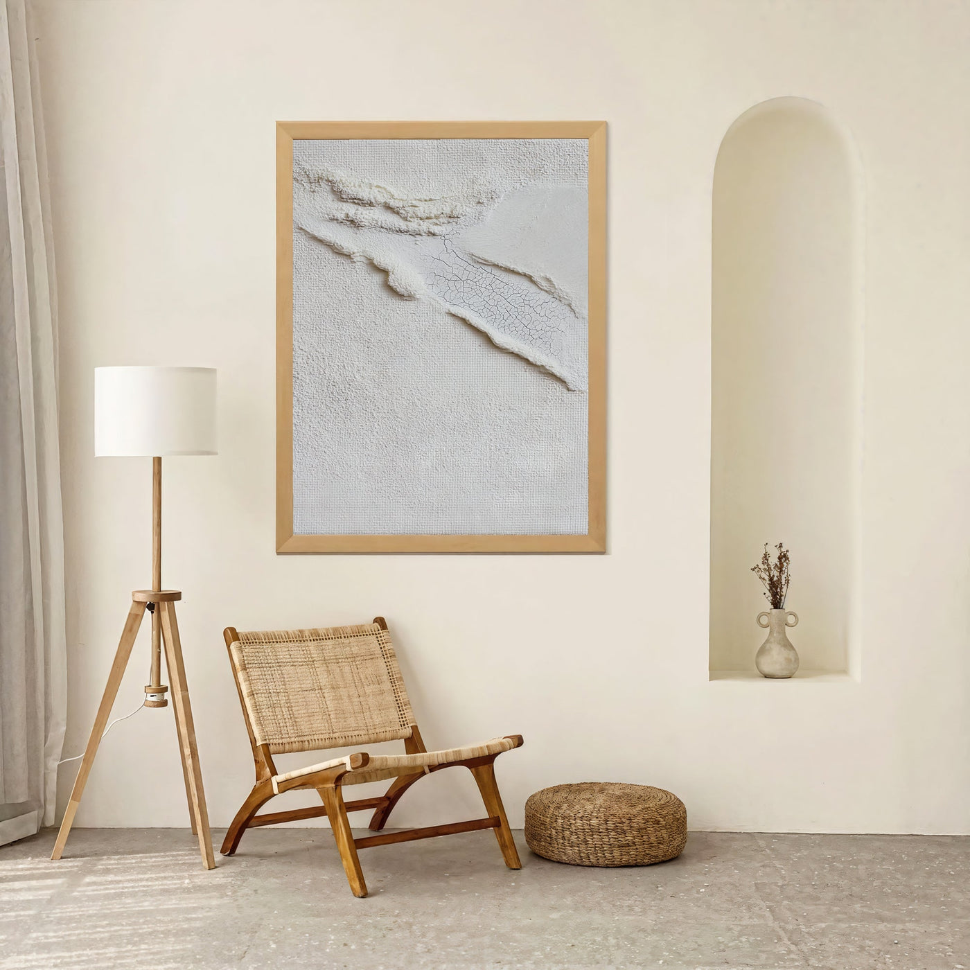 Textured White Fissures | Ivory Hues
