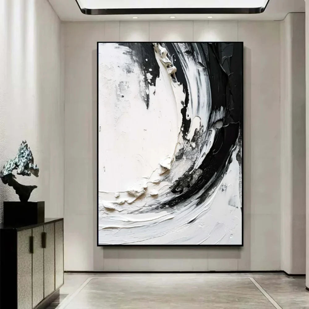Black and White Minimalist Textured Wall Art #MT032