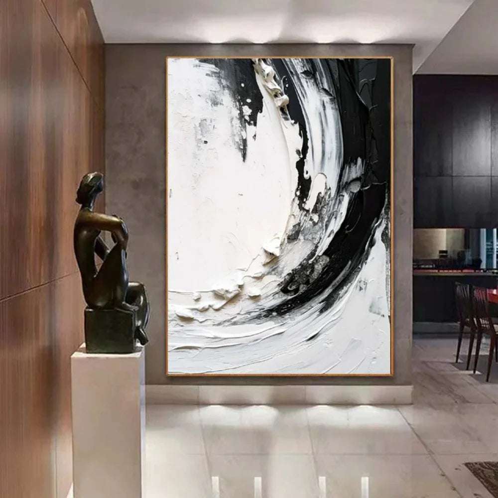 Black and White Minimalist Textured Wall Art #MT032