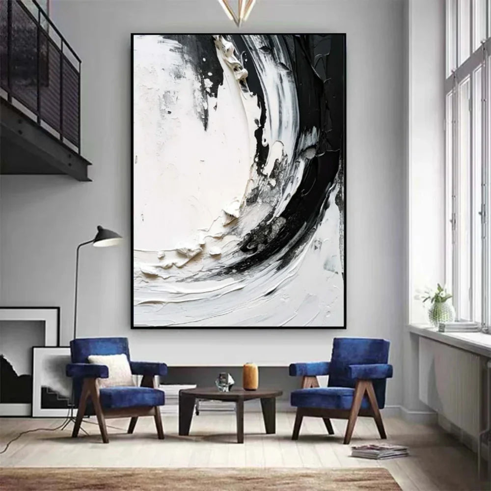 Black and White Minimalist Textured Wall Art #MT032