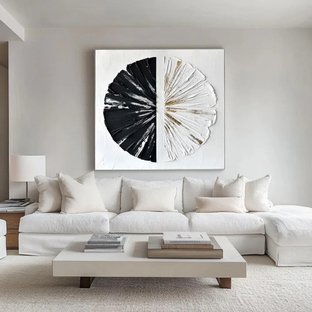 Black and White Minimalist Textured Wall Art #MT099