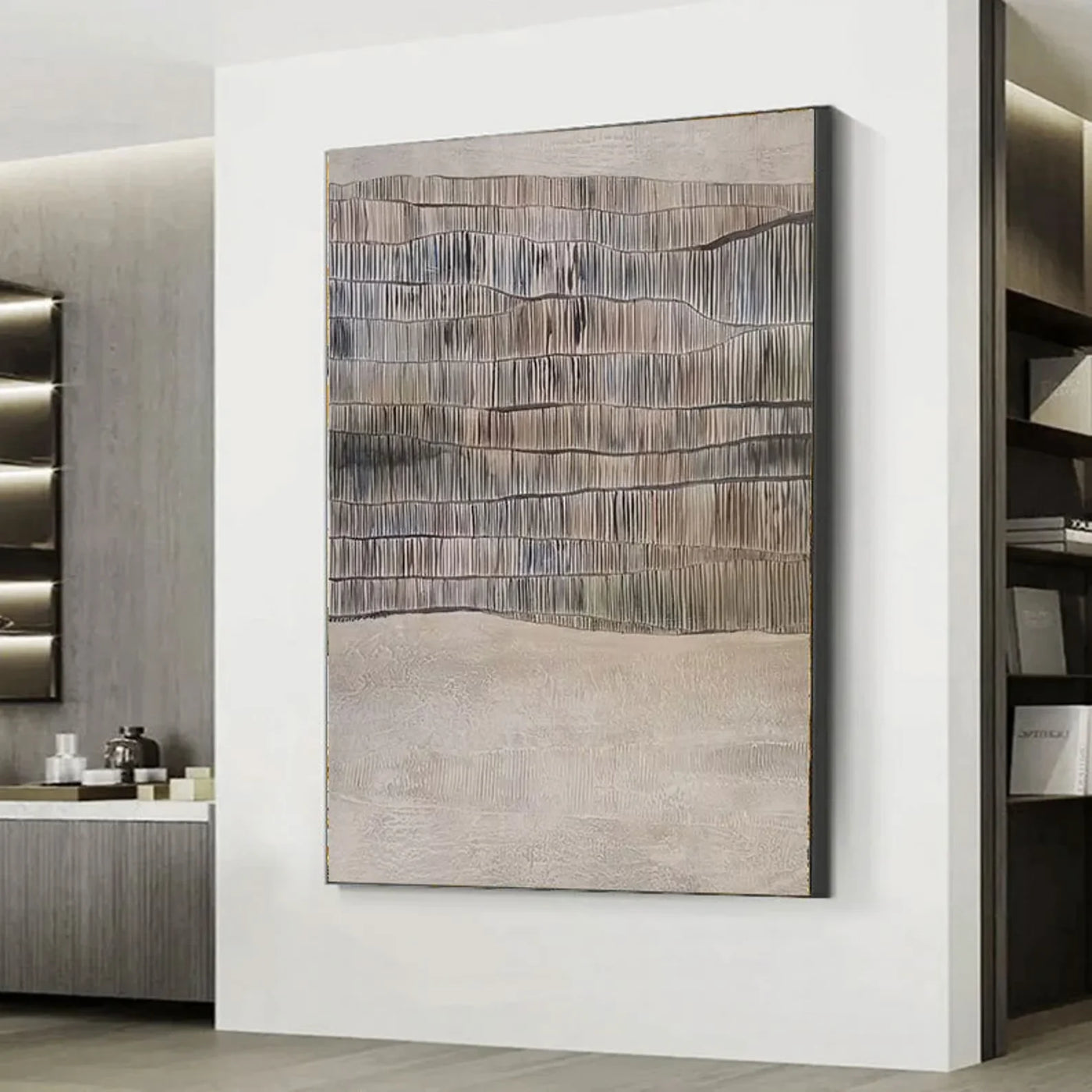 Textured Wave Serenity | Beige Gray