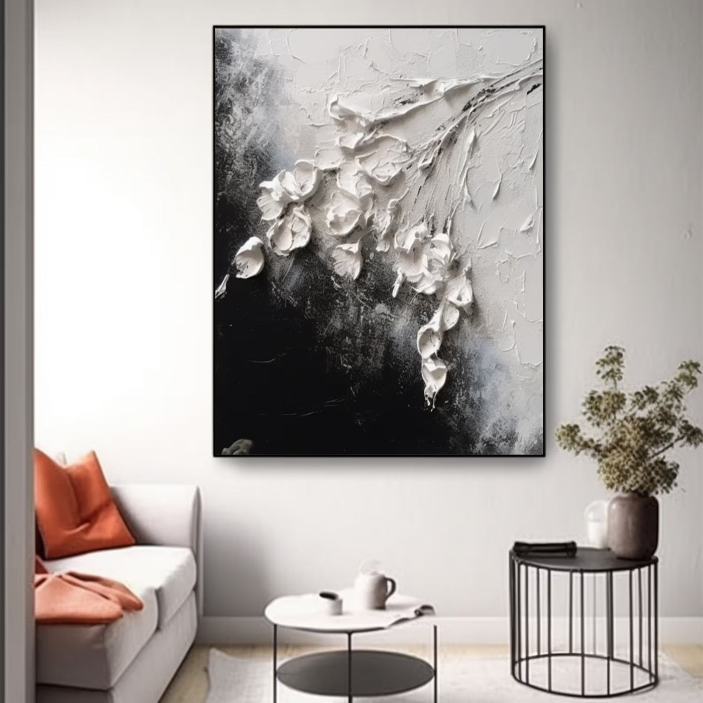 Textured Floral Monochrome | White Black
