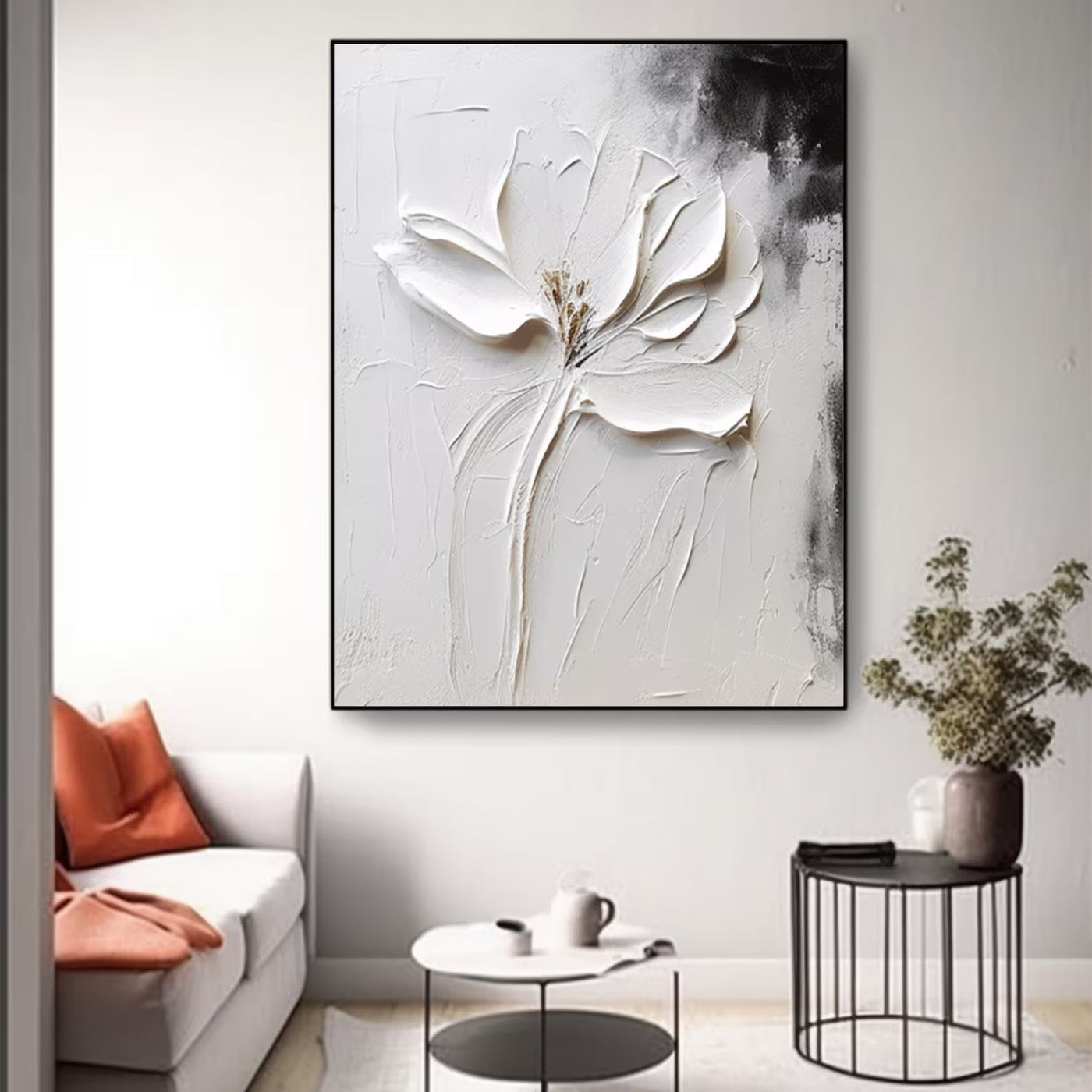 Textured Floral Elegance | Monochrome Blossom