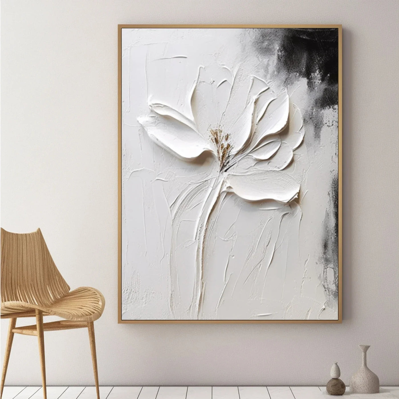 Textured Floral Elegance | Monochrome Blossom