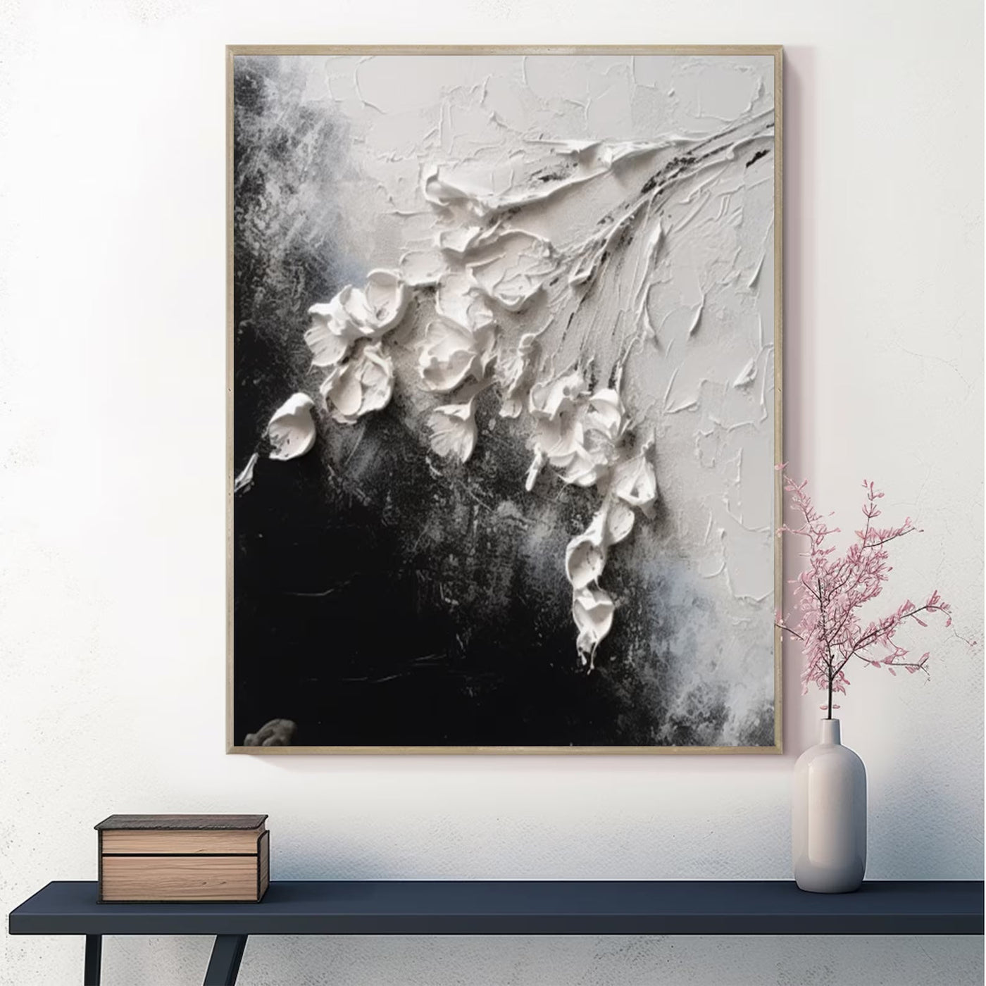 Textured Floral Monochrome | White Black