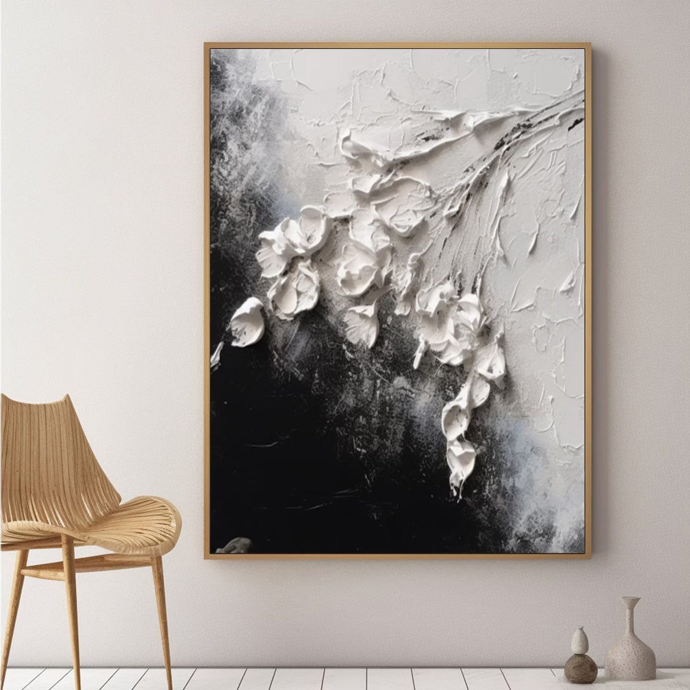 Textured Floral Monochrome | White Black