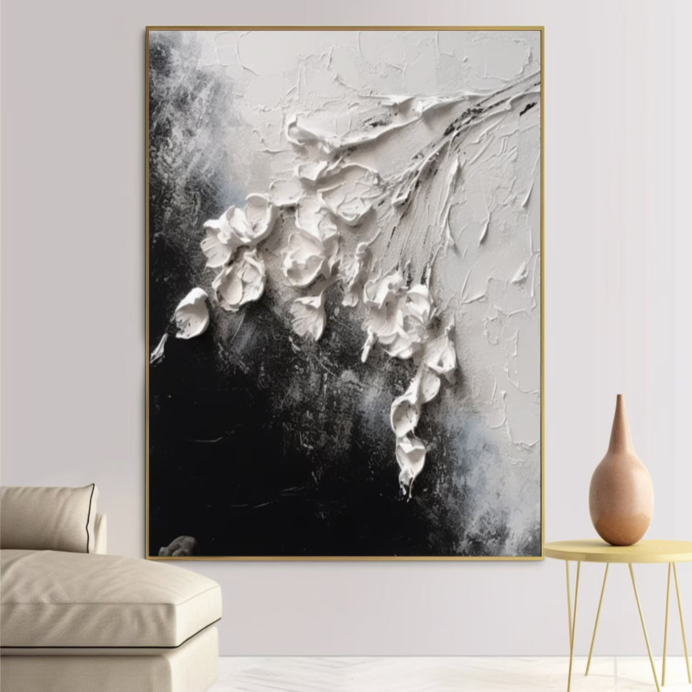 Textured Floral Monochrome | White Black