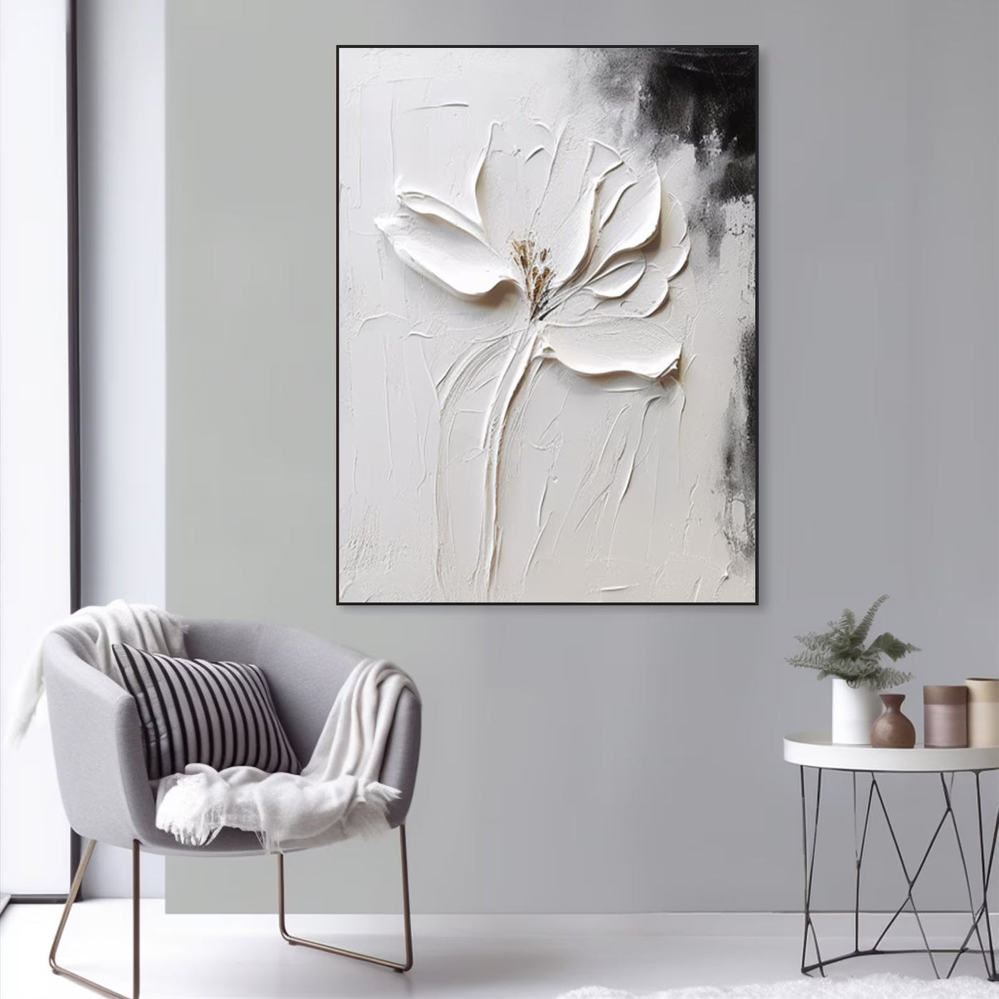 Textured Floral Elegance | Monochrome Blossom