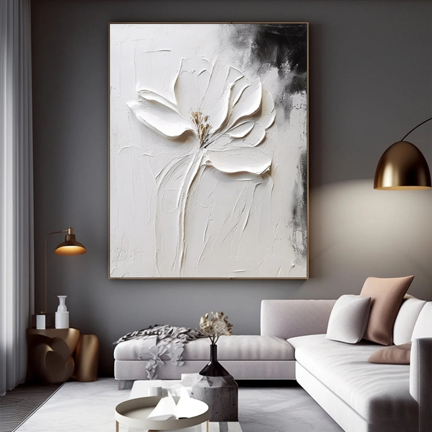 Textured Floral Elegance | Monochrome Blossom
