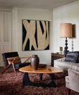 Abstract Beige Black Art | Sleek Sophistication