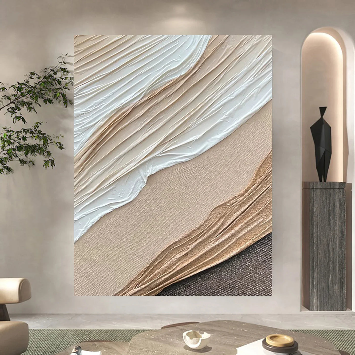Textured Dune Sophistication | Beige White