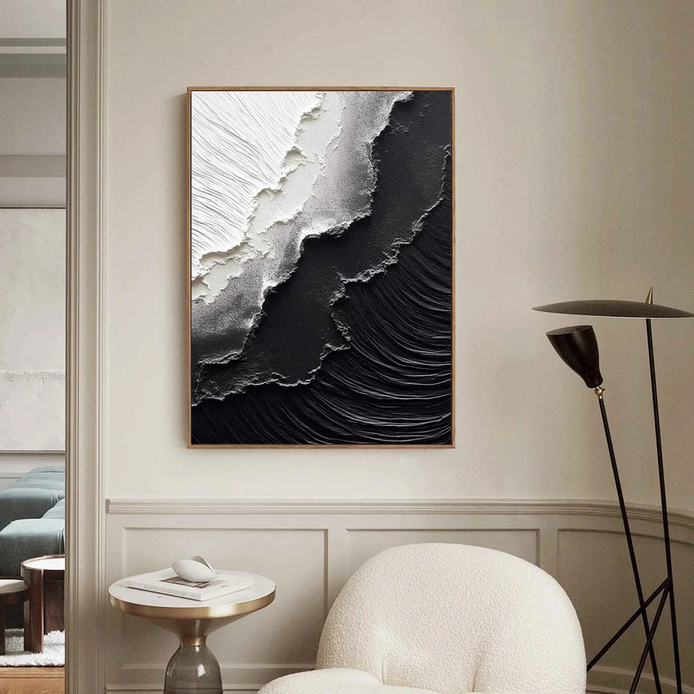 Textured Monochrome Waves | Black White