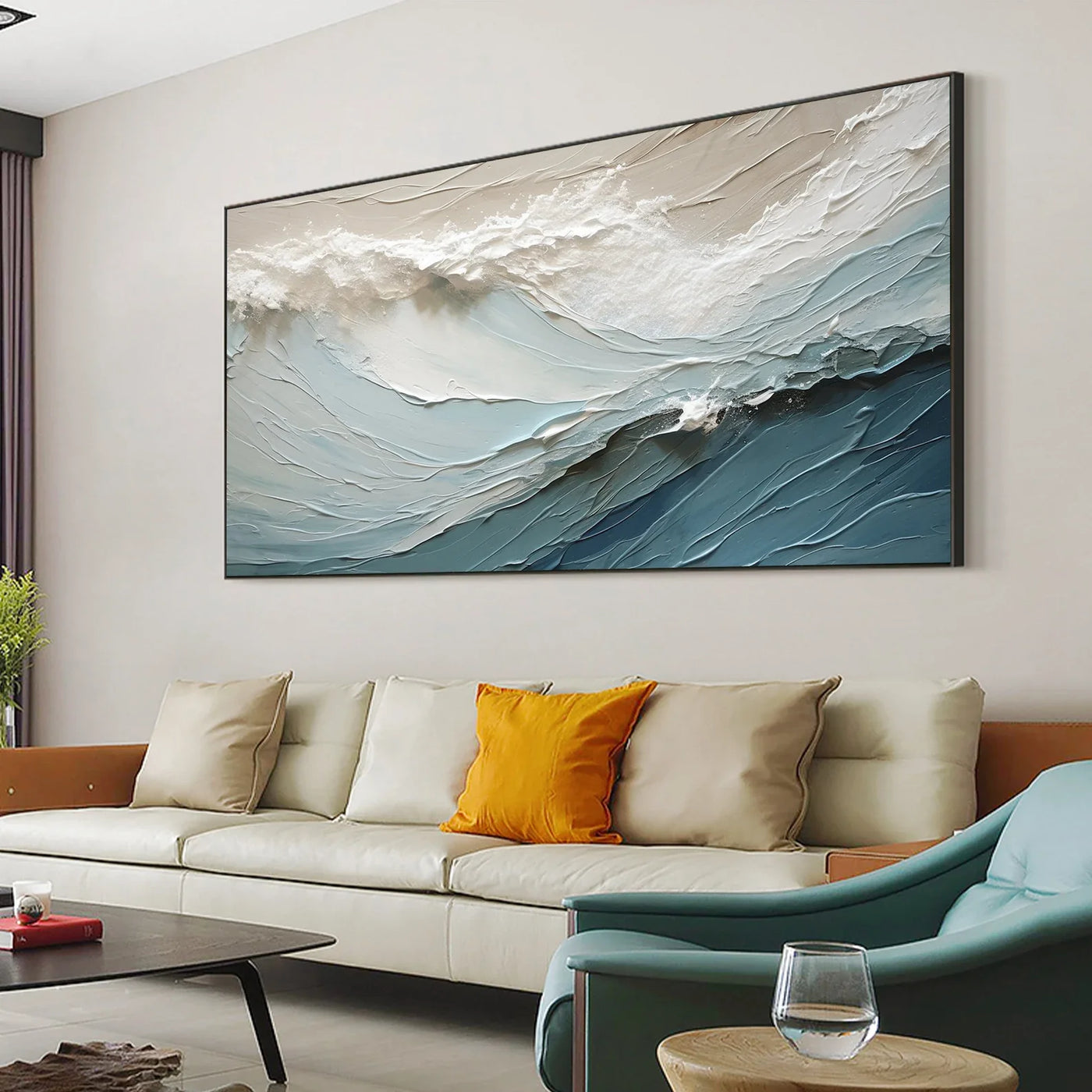 Textured Wave Opulence | Pale Teal