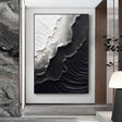 Textured Monochrome Waves | Black White