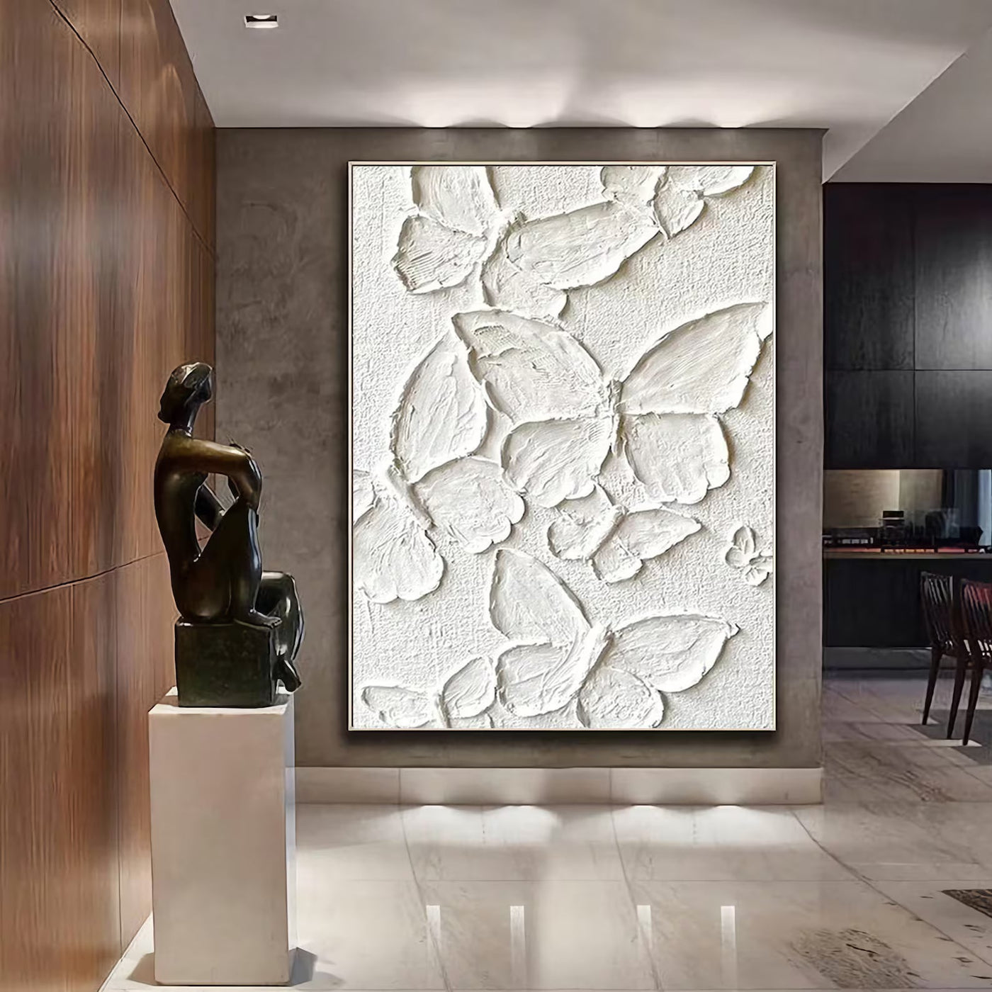 Textured Butterfly Opulence | White Beige