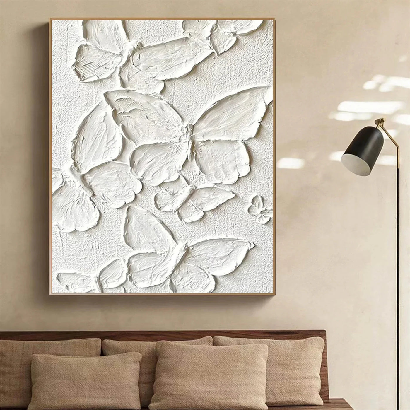Textured Butterfly Opulence | White Beige
