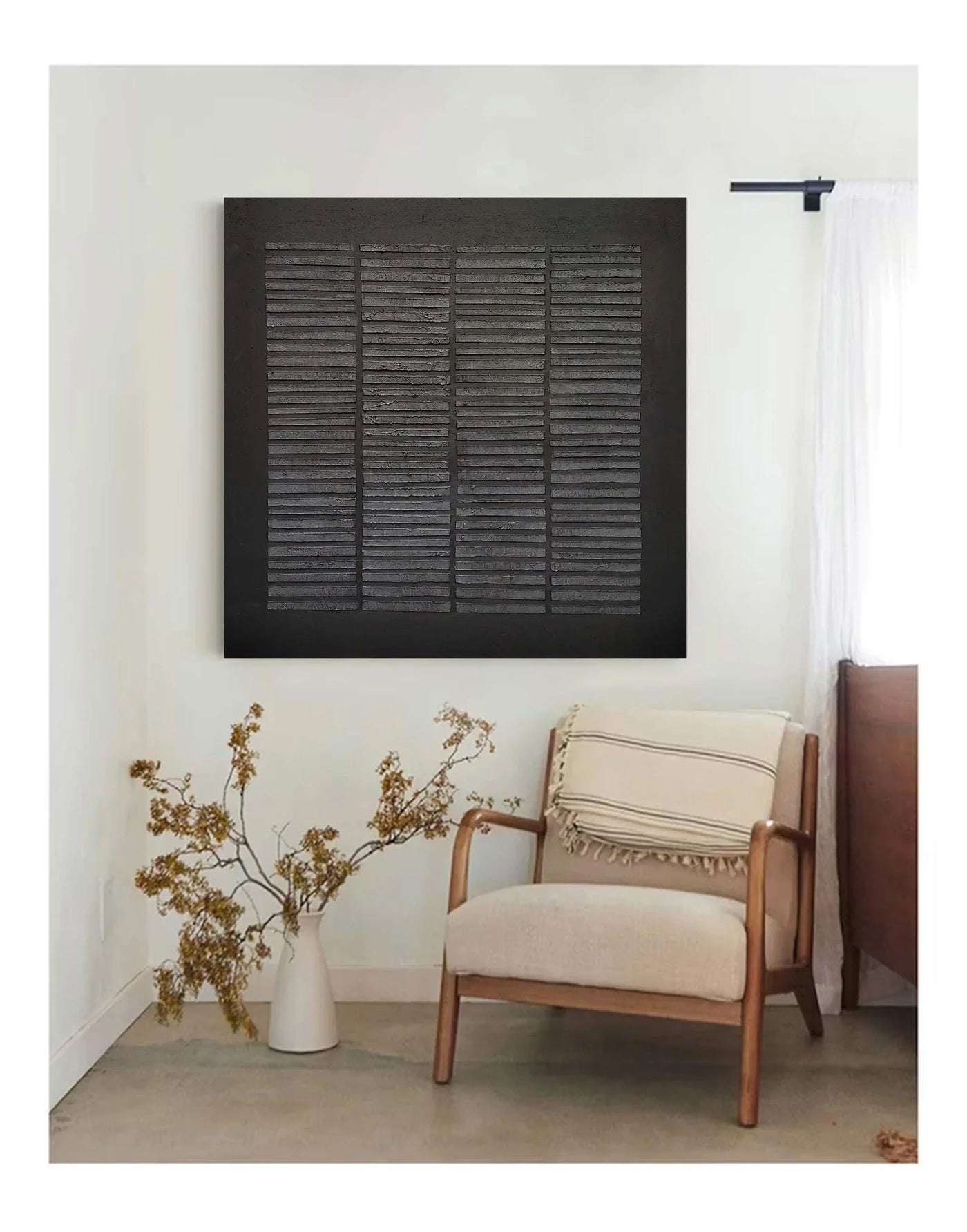 Textured Black Grid Art | Edgy Sophistication