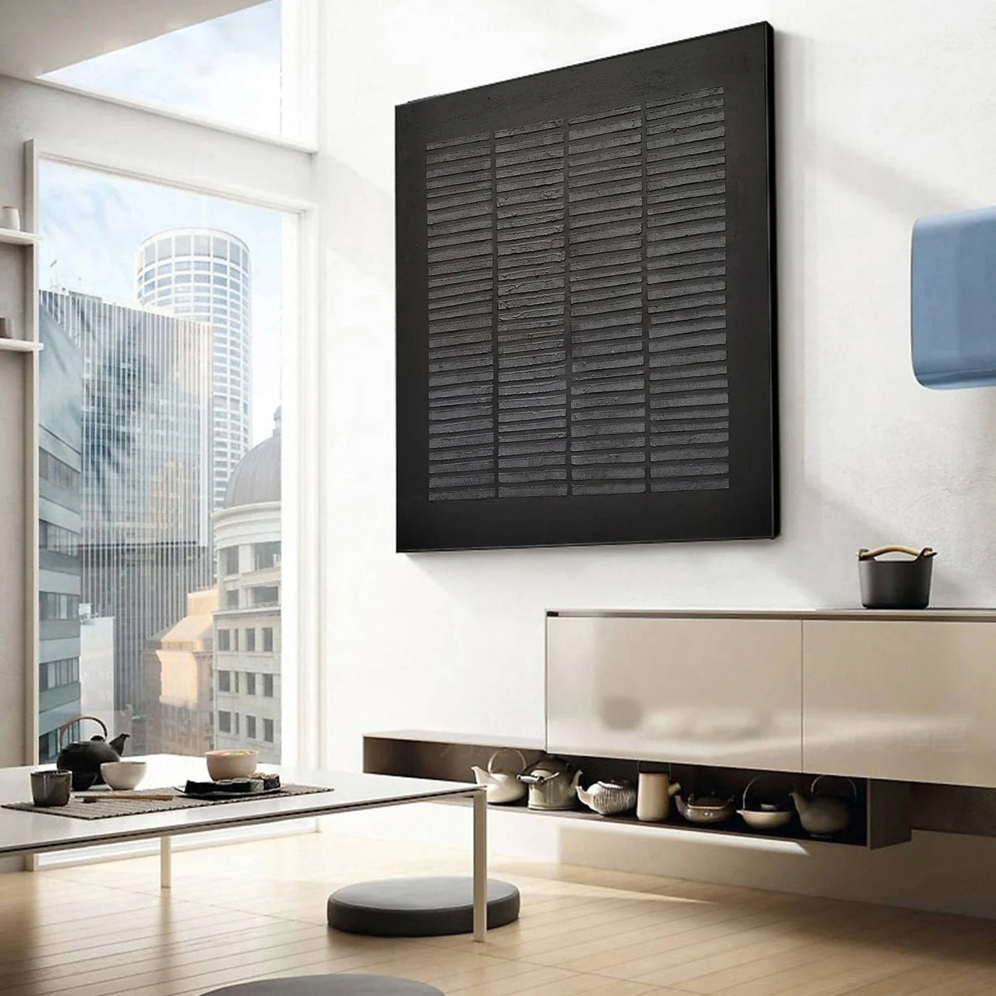 Textured Black Grid Art | Edgy Sophistication