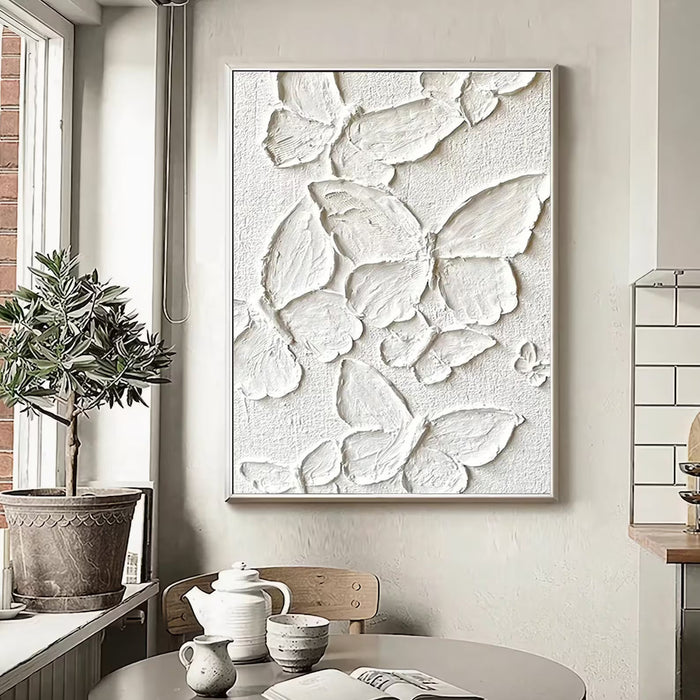 Textured Butterfly Opulence | White Beige