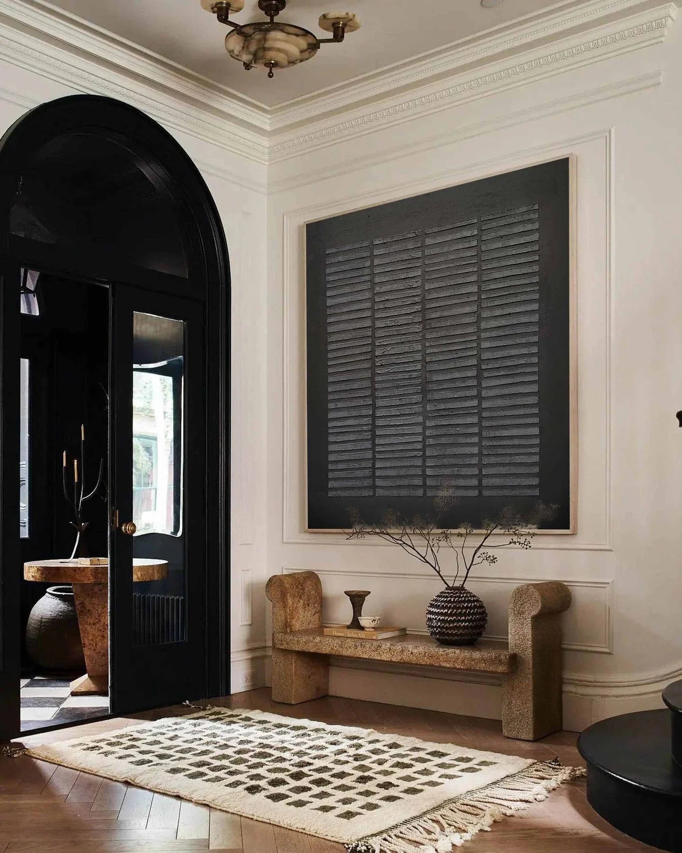 Textured Black Grid Art | Edgy Sophistication