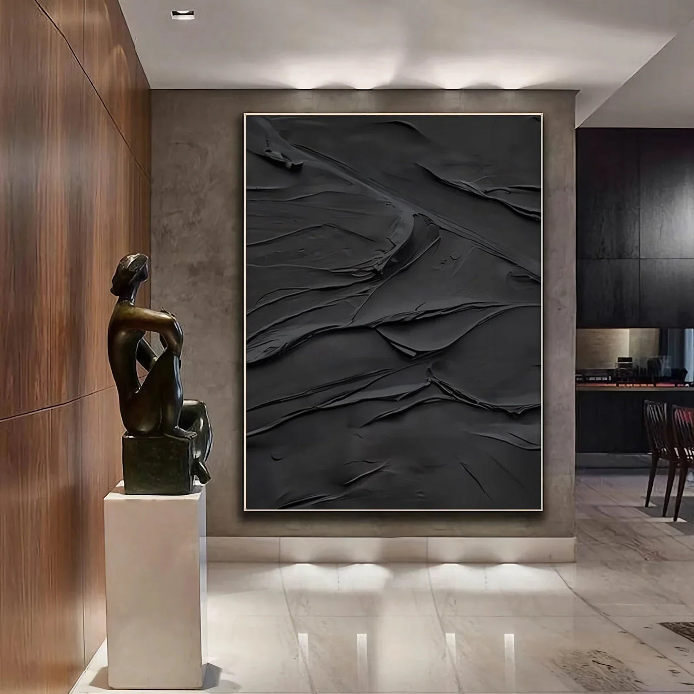 Textured Monochrome Opulence | Black Gold