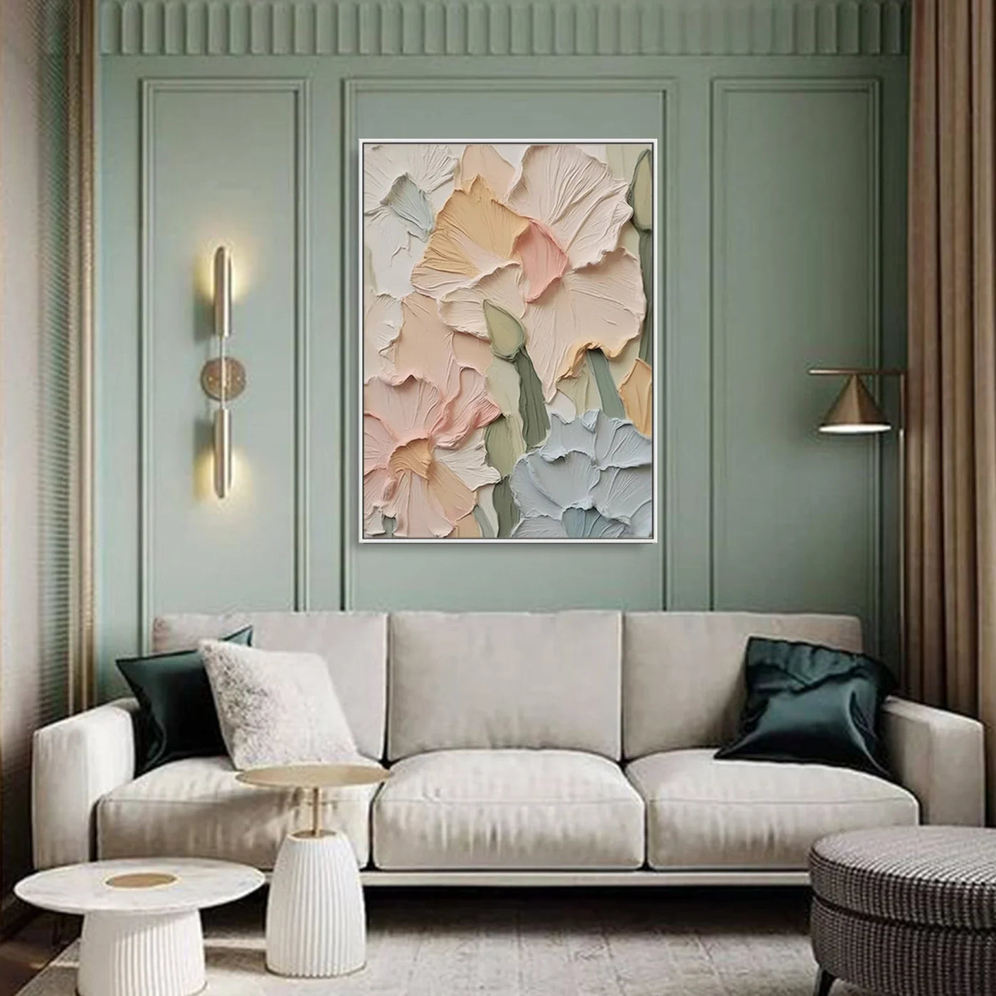 Textured Floral Serenity | Pastel Blossoms